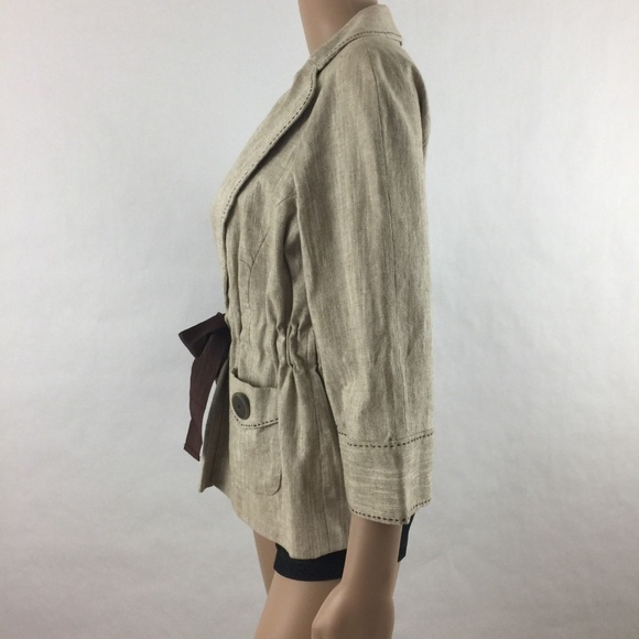 Will Smith Linen Blend Blazer Jacket Tie Front - Picture 6 of 8